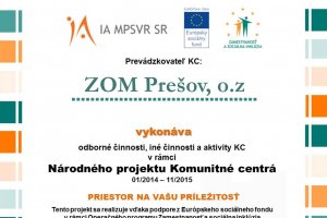 Aktivity Komunitného centra ZOM Prešov